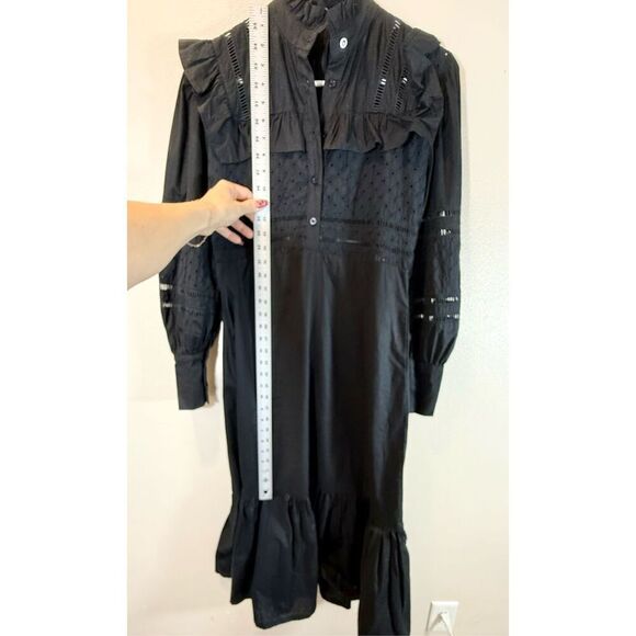 NWT Skingraft Modern Goth Dark Cottagecore Tiered Frill Long Sleeve Smock Dress - Picture 10 of 15